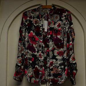 Trina Turk Floral Print Split Sleeve Top